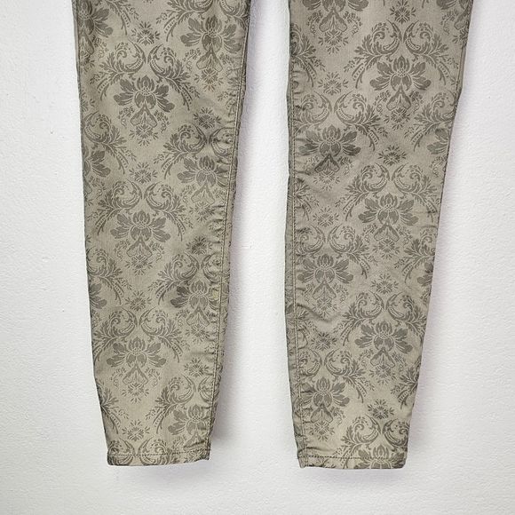 Free People Jeans Tan Print Midrise Skinny Ankle Size 30 Western Country - Picture 3 of 10